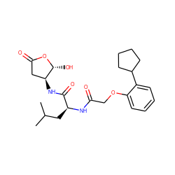 CC(C)C[C@H](NC(=O)COc1ccccc1C1CCCC1)C(=O)N[C@H]1CC(=O)O[C@@H]1O ZINC000013819251