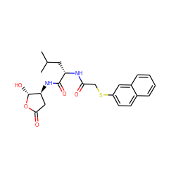 CC(C)C[C@H](NC(=O)CSc1ccc2ccccc2c1)C(=O)N[C@H]1CC(=O)O[C@@H]1O ZINC000013819103