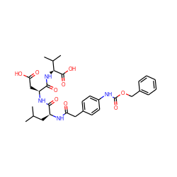 CC(C)C[C@H](NC(=O)Cc1ccc(NC(=O)OCc2ccccc2)cc1)C(=O)N[C@@H](CC(=O)O)C(=O)N[C@H](C(=O)O)C(C)C ZINC000028087478