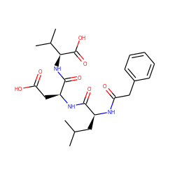 CC(C)C[C@H](NC(=O)Cc1ccccc1)C(=O)N[C@@H](CC(=O)O)C(=O)N[C@H](C(=O)O)C(C)C ZINC000013795316