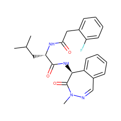 CC(C)C[C@H](NC(=O)Cc1ccccc1F)C(=O)N[C@@H]1C(=O)N(C)N=Cc2ccccc21 ZINC000028899900