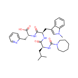 CC(C)C[C@H](NC(=O)N1CCCCCC1)C(=O)N[C@H](Cc1cn(C)c2ccccc12)C(=O)N[C@H](Cc1ccccn1)C(=O)O ZINC000003922715