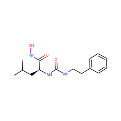 CC(C)C[C@H](NC(=O)NCCc1ccccc1)C(=O)NO ZINC000084723228