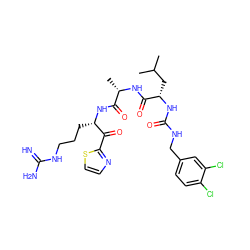 CC(C)C[C@H](NC(=O)NCc1ccc(Cl)c(Cl)c1)C(=O)N[C@@H](C)C(=O)N[C@@H](CCCNC(=N)N)C(=O)c1nccs1 ZINC000014951597