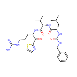 CC(C)C[C@H](NC(=O)NCc1ccccc1)C(=O)N[C@H](C(=O)N[C@@H](CCCNC(=N)N)C(=O)c1nccs1)C(C)C ZINC000014951607