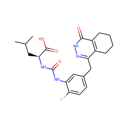 CC(C)C[C@H](NC(=O)Nc1cc(Cc2n[nH]c(=O)c3c2CCCC3)ccc1F)C(=O)O ZINC000149193918