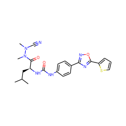 CC(C)C[C@H](NC(=O)Nc1ccc(-c2noc(-c3cccs3)n2)cc1)C(=O)N(C)N(C)C#N ZINC000066099312