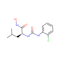 CC(C)C[C@H](NC(=O)Nc1ccccc1Cl)C(=O)NO ZINC000095588232