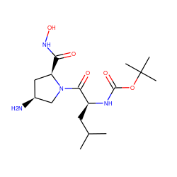 CC(C)C[C@H](NC(=O)OC(C)(C)C)C(=O)N1C[C@@H](N)C[C@H]1C(=O)NO ZINC000028714440