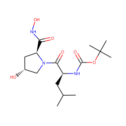 CC(C)C[C@H](NC(=O)OC(C)(C)C)C(=O)N1C[C@H](O)C[C@H]1C(=O)NO ZINC000028714439