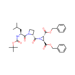 CC(C)C[C@H](NC(=O)OC(C)(C)C)C(=O)N1CC[C@@H]1C(=O)N1[C@H](C(=O)OCc2ccccc2)[C@H]1C(=O)OCc1ccccc1 ZINC000036178753