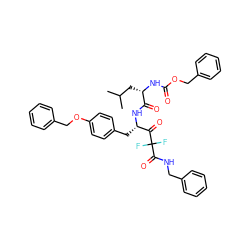 CC(C)C[C@H](NC(=O)OCc1ccccc1)C(=O)N[C@@H](Cc1ccc(OCc2ccccc2)cc1)C(=O)C(F)(F)C(=O)NCc1ccccc1 ZINC000026494903