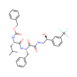 CC(C)C[C@H](NC(=O)OCc1ccccc1)C(=O)N[C@@H](Cc1ccccc1)C(=O)C(=O)NC[C@@H](O)c1cccc(C(F)(F)F)c1 ZINC000027405549