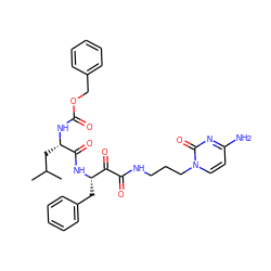 CC(C)C[C@H](NC(=O)OCc1ccccc1)C(=O)N[C@@H](Cc1ccccc1)C(=O)C(=O)NCCCn1ccc(N)nc1=O ZINC000064490663