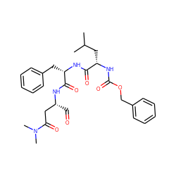 CC(C)C[C@H](NC(=O)OCc1ccccc1)C(=O)N[C@@H](Cc1ccccc1)C(=O)N[C@H](C=O)CC(=O)N(C)C ZINC000027079583