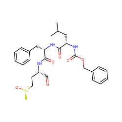 CC(C)C[C@H](NC(=O)OCc1ccccc1)C(=O)N[C@@H](Cc1ccccc1)C(=O)N[C@H](C=O)CC[S@@+](C)[O-] ZINC000026668158