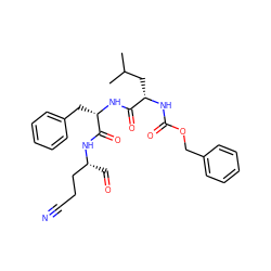 CC(C)C[C@H](NC(=O)OCc1ccccc1)C(=O)N[C@@H](Cc1ccccc1)C(=O)N[C@H](C=O)CCC#N ZINC000013780409