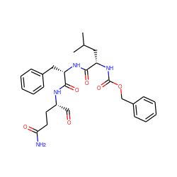 CC(C)C[C@H](NC(=O)OCc1ccccc1)C(=O)N[C@@H](Cc1ccccc1)C(=O)N[C@H](C=O)CCC(N)=O ZINC000026673036