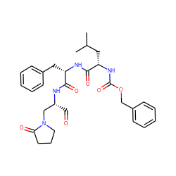 CC(C)C[C@H](NC(=O)OCc1ccccc1)C(=O)N[C@@H](Cc1ccccc1)C(=O)N[C@H](C=O)CN1CCCC1=O ZINC000026722078