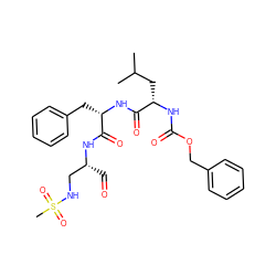 CC(C)C[C@H](NC(=O)OCc1ccccc1)C(=O)N[C@@H](Cc1ccccc1)C(=O)N[C@H](C=O)CNS(C)(=O)=O ZINC000026719889