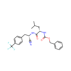 CC(C)C[C@H](NC(=O)OCc1ccccc1)C(=O)N[C@H](C#N)Cc1ccc(C(F)(F)F)cc1 ZINC000014972160