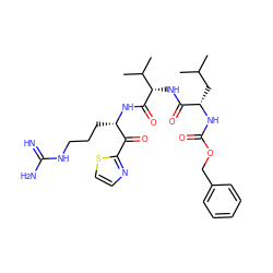 CC(C)C[C@H](NC(=O)OCc1ccccc1)C(=O)N[C@H](C(=O)N[C@@H](CCCNC(=N)N)C(=O)c1nccs1)C(C)C ZINC000014951613