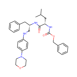 CC(C)C[C@H](NC(=O)OCc1ccccc1)C(=O)N[C@H](CNc1ccc(N2CCOCC2)cc1)Cc1ccccc1 ZINC000028005032