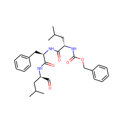 CC(C)C[C@H](NC(=O)OCc1ccccc1)C(=O)N[C@H](Cc1ccccc1)C(=O)N[C@@H](C=O)CC(C)C ZINC000027626823