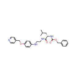 CC(C)C[C@H](NC(=O)OCc1ccccc1)C(=O)NCCNc1ccc(OCc2ccncc2)cc1 ZINC000013490289