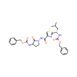 CC(C)C[C@H](NC(=O)OCc1ccccc1)c1nc(C(=O)NN2CC[C@@H](NC(=O)OCc3ccccc3)C2=O)cs1 ZINC000029553407