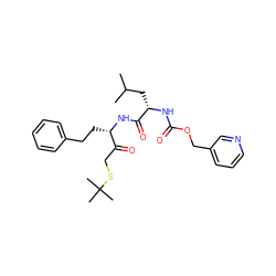 CC(C)C[C@H](NC(=O)OCc1cccnc1)C(=O)N[C@@H](CCc1ccccc1)C(=O)CSC(C)(C)C ZINC000013472285