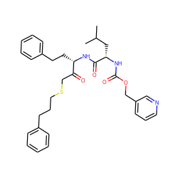 CC(C)C[C@H](NC(=O)OCc1cccnc1)C(=O)N[C@@H](CCc1ccccc1)C(=O)CSCCCc1ccccc1 ZINC000003955347