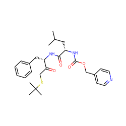 CC(C)C[C@H](NC(=O)OCc1ccncc1)C(=O)N[C@@H](Cc1ccccc1)C(=O)CSC(C)(C)C ZINC000013472283