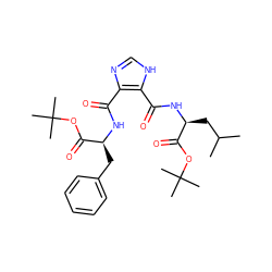 CC(C)C[C@H](NC(=O)c1[nH]cnc1C(=O)N[C@@H](Cc1ccccc1)C(=O)OC(C)(C)C)C(=O)OC(C)(C)C ZINC000013657381