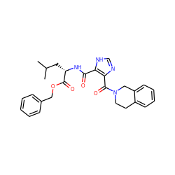 CC(C)C[C@H](NC(=O)c1[nH]cnc1C(=O)N1CCc2ccccc2C1)C(=O)OCc1ccccc1 ZINC000015952267