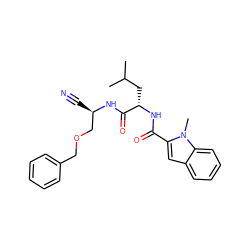 CC(C)C[C@H](NC(=O)c1cc2ccccc2n1C)C(=O)N[C@H](C#N)COCc1ccccc1 ZINC000014972191