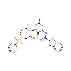 CC(C)C[C@H](NC(=O)c1cc2ccccc2o1)C(=O)N[C@@H]1C(=O)CN(S(=O)(=O)c2ccccn2)CC[C@@H]1C ZINC000014972208