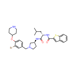 CC(C)C[C@H](NC(=O)c1cc2ccccc2s1)C(=O)N[C@H]1CCN(Cc2ccc(OC3CCNCC3)c(Br)c2)C1 ZINC000003964110