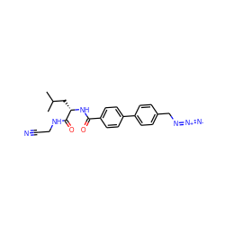 CC(C)C[C@H](NC(=O)c1ccc(-c2ccc(CN=[N+]=[N-])cc2)cc1)C(=O)NCC#N ZINC000299840643