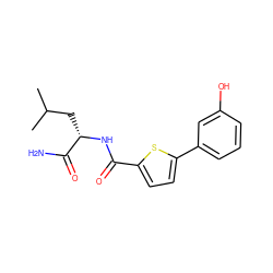 CC(C)C[C@H](NC(=O)c1ccc(-c2cccc(O)c2)s1)C(N)=O ZINC000058581738