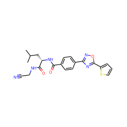 CC(C)C[C@H](NC(=O)c1ccc(-c2noc(-c3cccs3)n2)cc1)C(=O)NCC#N ZINC000066104455