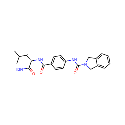 CC(C)C[C@H](NC(=O)c1ccc(NC(=O)N2Cc3ccccc3C2)cc1)C(N)=O ZINC000166953767