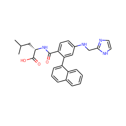 CC(C)C[C@H](NC(=O)c1ccc(NCc2ncc[nH]2)cc1-c1cccc2ccccc12)C(=O)O ZINC000013796743