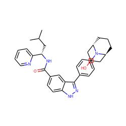 CC(C)C[C@H](NC(=O)c1ccc2[nH]nc(-c3ccc(N4[C@H]5CCC[C@H]4CC(O)C5)cc3)c2c1)c1ccccn1 ZINC000299858029