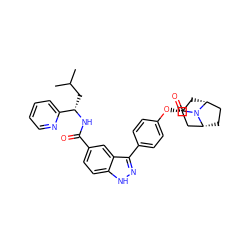 CC(C)C[C@H](NC(=O)c1ccc2[nH]nc(-c3ccc(O[C@@H]4C[C@@H]5CC[C@H](C4)N5C=O)cc3)c2c1)c1ccccn1 ZINC000299867248