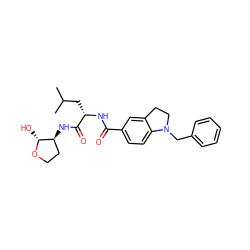 CC(C)C[C@H](NC(=O)c1ccc2c(c1)CCN2Cc1ccccc1)C(=O)N[C@H]1CCO[C@@H]1O ZINC000027213862