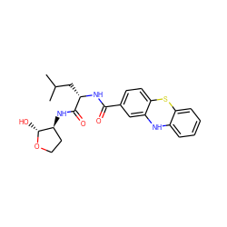 CC(C)C[C@H](NC(=O)c1ccc2c(c1)Nc1ccccc1S2)C(=O)N[C@H]1CCO[C@@H]1O ZINC000034392721