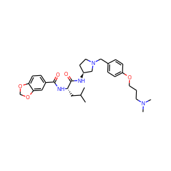 CC(C)C[C@H](NC(=O)c1ccc2c(c1)OCO2)C(=O)N[C@H]1CCN(Cc2ccc(OCCCN(C)C)cc2)C1 ZINC000028476874