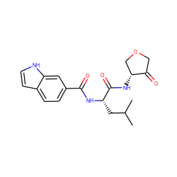 CC(C)C[C@H](NC(=O)c1ccc2cc[nH]c2c1)C(=O)N[C@@H]1COCC1=O ZINC000026145855