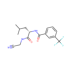 CC(C)C[C@H](NC(=O)c1cccc(C(F)(F)F)c1)C(=O)NCC#N ZINC000082065018